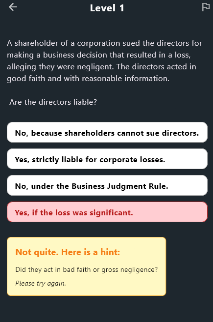 Sigma BarPrep mobile app interface showing rapid-fire MBE practice questions and active recall flashcards.